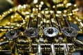 Close-up of the keys and valves of a French horn Royalty Free Stock Photo