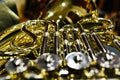 Close-up of the keys and valves of a French horn Royalty Free Stock Photo