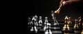 Close up king chess challenge or battle fighting on chess board concepts of leadership and strategy or strategic plan Royalty Free Stock Photo