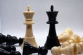 Close up of kings of chess game. Battle, strategy and tactics.