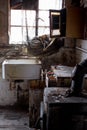 Close up of kitchen left in appalling condition in derelict house. Rayners Lane, Harrow UK