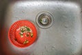 Kitchen sink with food sieve avoid drain blockages