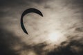 Close up of kite for kitesurfing with dramatic sky and sunlight in the background Royalty Free Stock Photo