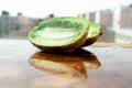 Close-up of a kiwi fruit with its vibrant green color Royalty Free Stock Photo