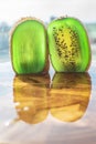 Close-up of a kiwi fruit with its vibrant green color Royalty Free Stock Photo