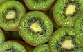 close up of kiwi fruit, slices of kiwi