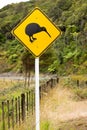 Close-up of kiwi road sign