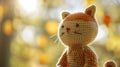 A close up of a knitted cat toy with blurred background, AI Royalty Free Stock Photo