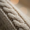 Close-up of a knitted fabric with a braided cable pattern Royalty Free Stock Photo