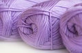 Close-up, knitting texture. The violet thread and knitting. Royalty Free Stock Photo