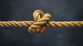 Close-Up of Knot Tied on Rope - Detailed Image of Securely Tied Knot on Rope