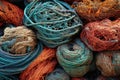 close-up of knots and mesh in drying fishing nets