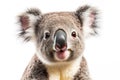 A close up of a koala bear on a white background. Generative AI image. Royalty Free Stock Photo