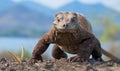 Close-up of a Komodo dragon facing the camera