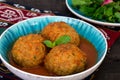 Close up of Koofteh Tabrizi Large Meatballs Stuffed With Dried F