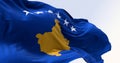 Close-up of Kosovo national flag waving