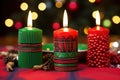 close-up of kwanzaa candles on a homemade holder Royalty Free Stock Photo