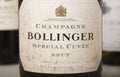 Luxury drinks / beverages : Close up of a bottle of Bollinger champagne.