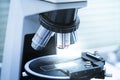 Close up laboratory microscope Royalty Free Stock Photo