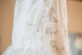 Close up of a lace on a wedding dress. High quality photo.