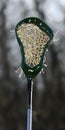 Close-up of Lacrosse Stick with Green and White Head Royalty Free Stock Photo