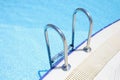 Ladder stainless handrails for descent into swimming pool safely Royalty Free Stock Photo