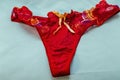 Close up of ladies red thong Royalty Free Stock Photo