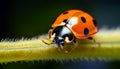 Close-Up of Ladybug on leaf, green background Royalty Free Stock Photo