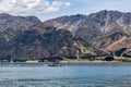 Close up Lake Hawea and the Southern Alps, in Wanaka, Otago, South Island, New Zealand Royalty Free Stock Photo