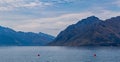 Close up Lake Hawea and the Southern Alps, in Wanaka, Otago, South Island, New Zealand Royalty Free Stock Photo