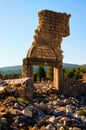 Close-up landscape view ruins of antique city. Kanlidivane ancient city in Mersin Province