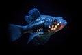 close-up of a lanternfish glowing in the dark Royalty Free Stock Photo