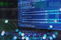 close up laptop computer screen with a programming code creating Royalty Free Stock Photo