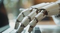 Close-Up of Laptop Keyboard With Group of Robots