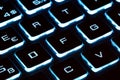 Close-up of laptop keyboard illumination, backlit keyboard Royalty Free Stock Photo