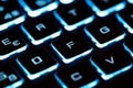 Close-up of laptop keyboard illumination, backlit keyboard Royalty Free Stock Photo