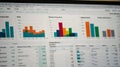 Close-up of a laptop screen displaying analytics data and sales trends for a small online business