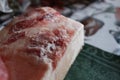 Close-up of lard on the kitchen table Royalty Free Stock Photo