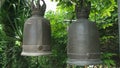 Close up of large bronze bells at wat saket temple in bangkok Royalty Free Stock Photo