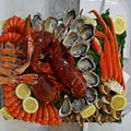 Large cold and raw seafood platter to share