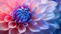 A close up of a large flower with blue and pink petals, AI