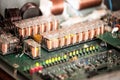 Close-up of a large green microcircuit Royalty Free Stock Photo