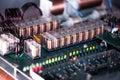 Close-up of a large green microcircuit Royalty Free Stock Photo