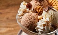 Close up on large ice cream dessert Royalty Free Stock Photo