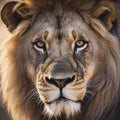 close-up of large male lion staring at the camera - MidJourney AI