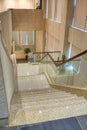 Close-up of the large marble staircase space in the museum