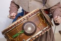 large medieval drum player