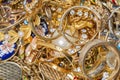 Close-up Of A Large Pile of Golden Jewelry Items