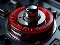 Close-up of a large red button as part of a control panel. Royalty Free Stock Photo