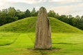 Close up of a large rune stone at an ancient burial ground Royalty Free Stock Photo